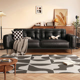 French Vintage Leather Sofa in Black & Brown - Luxurious Comfort with Top-Grain Leather