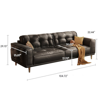 French Vintage Leather Sofa in Black & Brown - Luxurious Comfort with Top-Grain Leather
