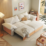 Japandi Pull-Out Sofa Bed in Corduroy, Linen & Woven Cotton-Linen