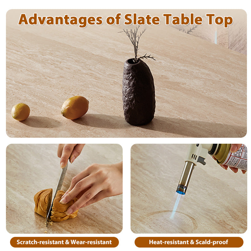 Multifunctional Kitchen Island & Extendable Dining Table with Sintered Stone Top in Walnut