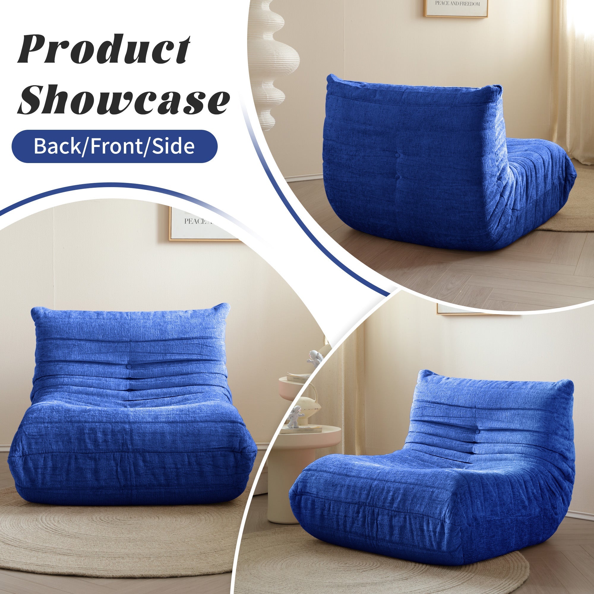 WEHOMZ Lazy Foam Sofa – Ergonomic Floor Couch in Chenille, Multiple Colors Available