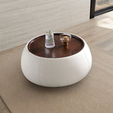 Modern Round Beige Coffee Table with Storage & Multi-Functional Hinged Tray Top