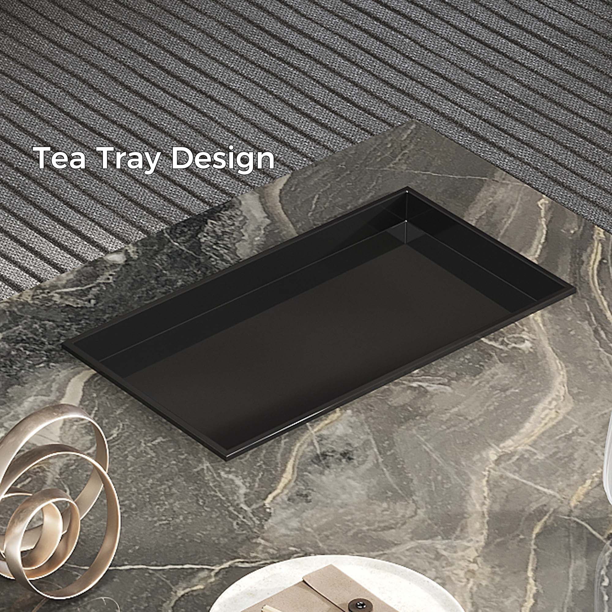 Elegant Sintered Stone Rectangle Coffee Table with Carbon Steel Base
