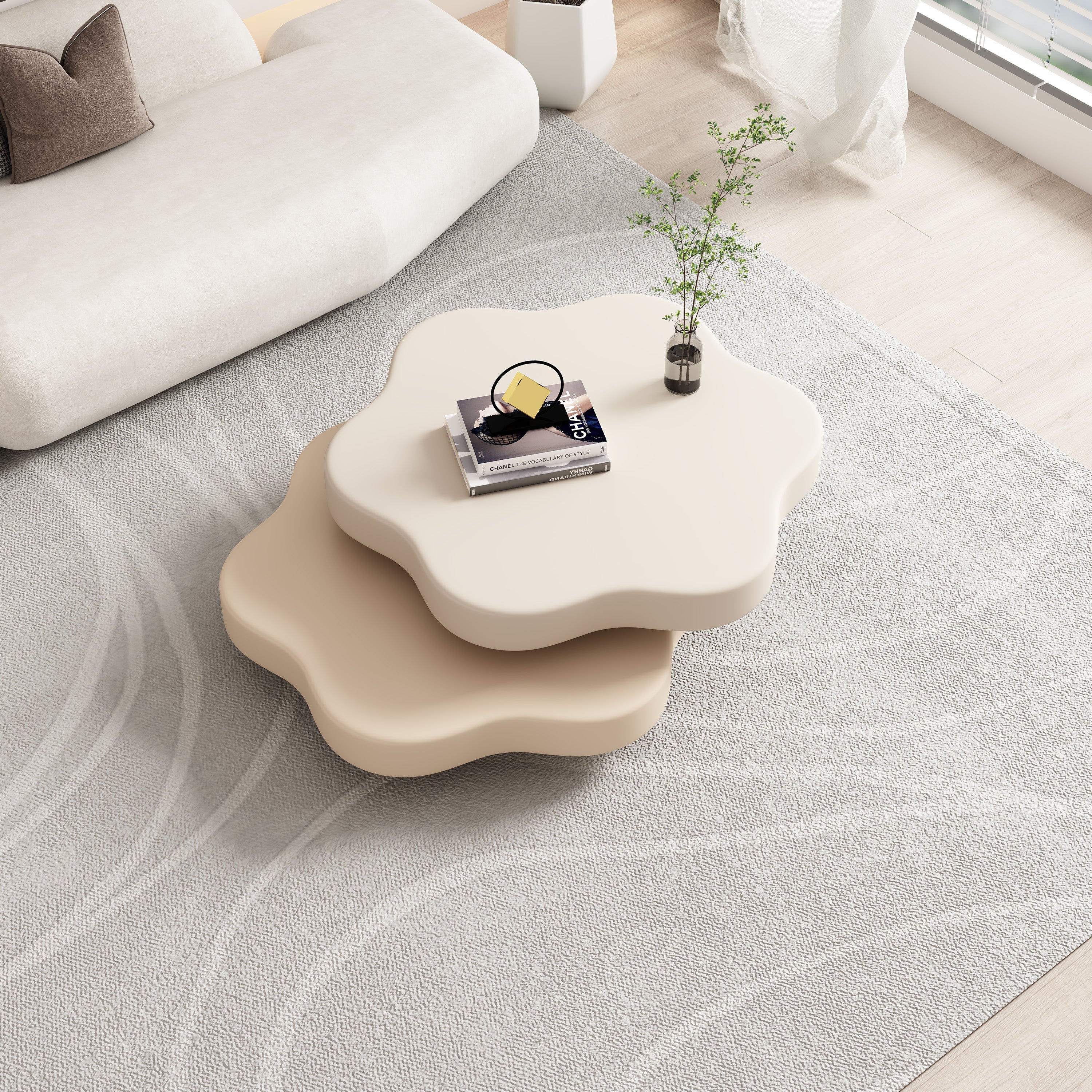 Living Room Cloud Coffee Table with Rotating Shelf