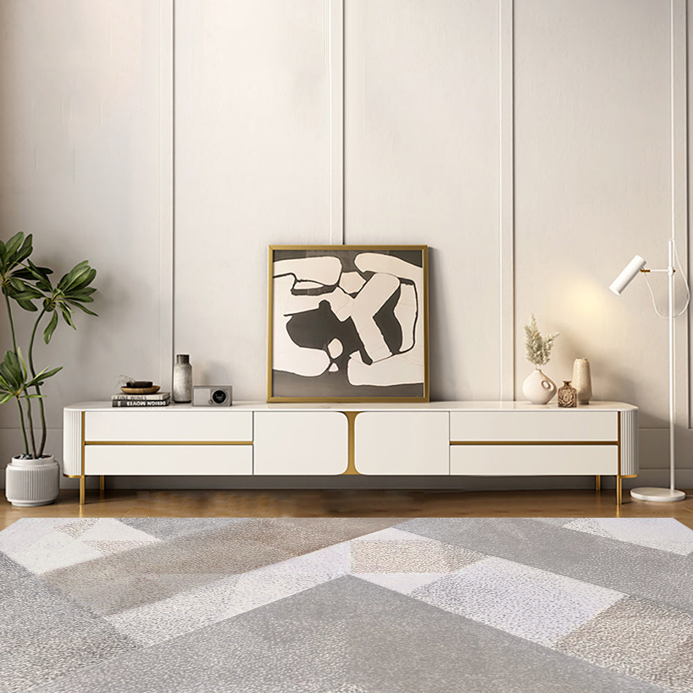 Luxury Rectangle TV Stand with Marbling Slate Top
