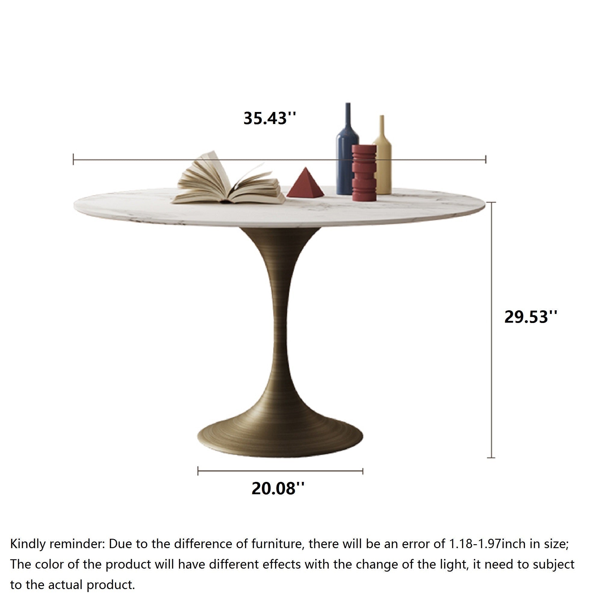 Elegant Round Dining Table Set with Sintered Stone Top & Brass Iron Legs