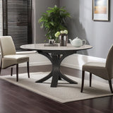 Table à manger convertible de luxe avec plateau en pierre frittée et base en bois télescopique
