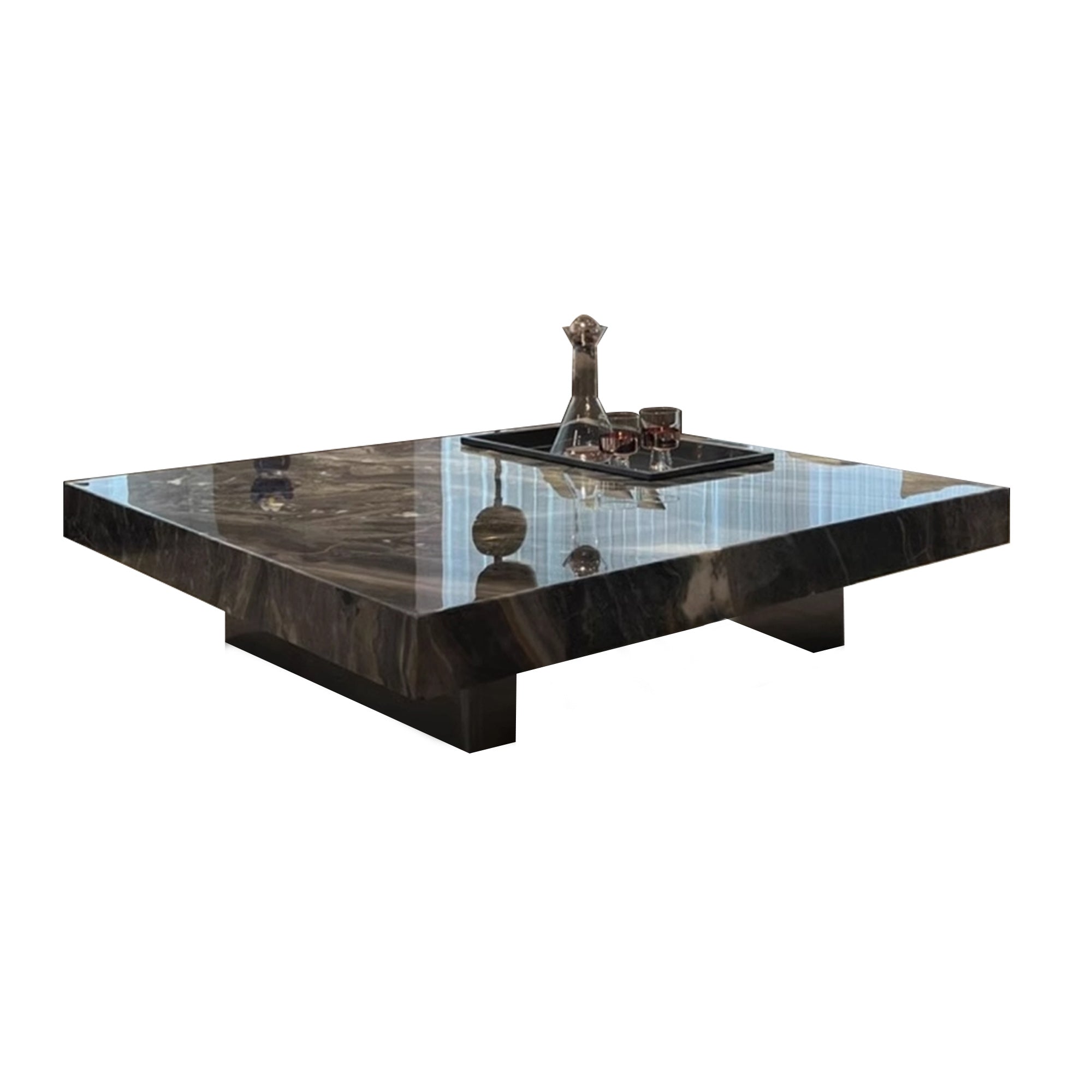 WEHOMZ Luxury Square Coffee Table with Sintered Stone Top & Metal Legs in Multiple Colors