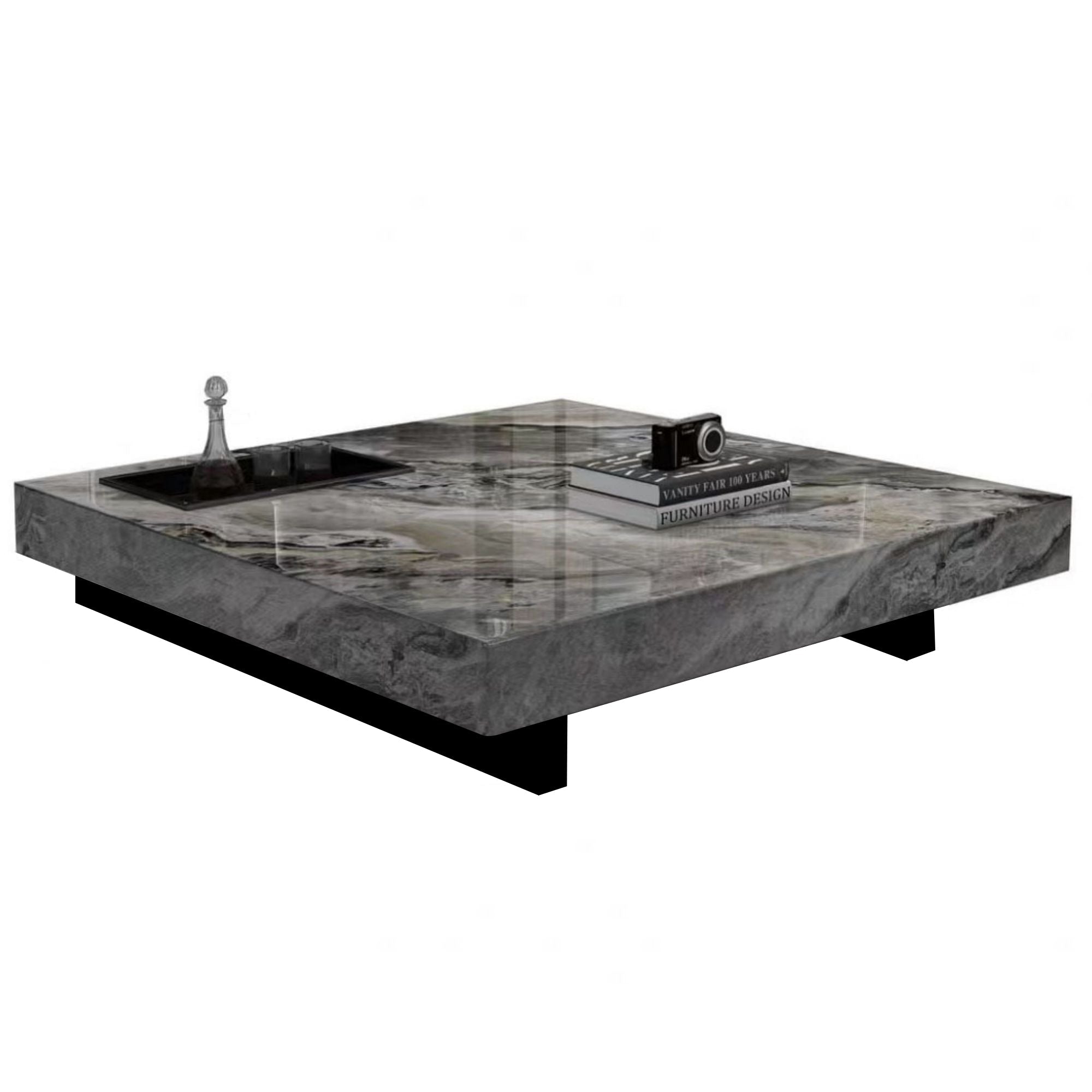 WEHOMZ Luxury Square Coffee Table with Sintered Stone Top & Metal Legs in Multiple Colors