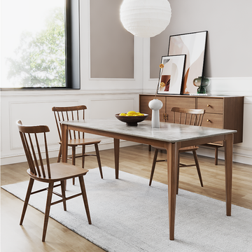 Minimalist 53.5" Slate Wooden Rectangular Dining Table for 6 Person