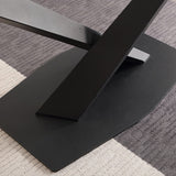 Modern Black Marble Dining Table with Sintered Stone Top & Metal X-Base