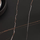 Modern Black Marble Dining Table with Sintered Stone Top & Metal X-Base