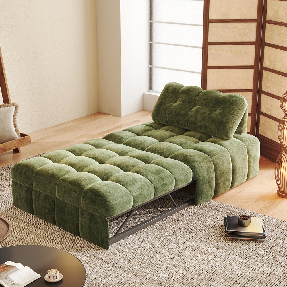 Modern Chenille Pull-Out Single Sofa Bed – Space-Saving Lounge & Guest Sleeper