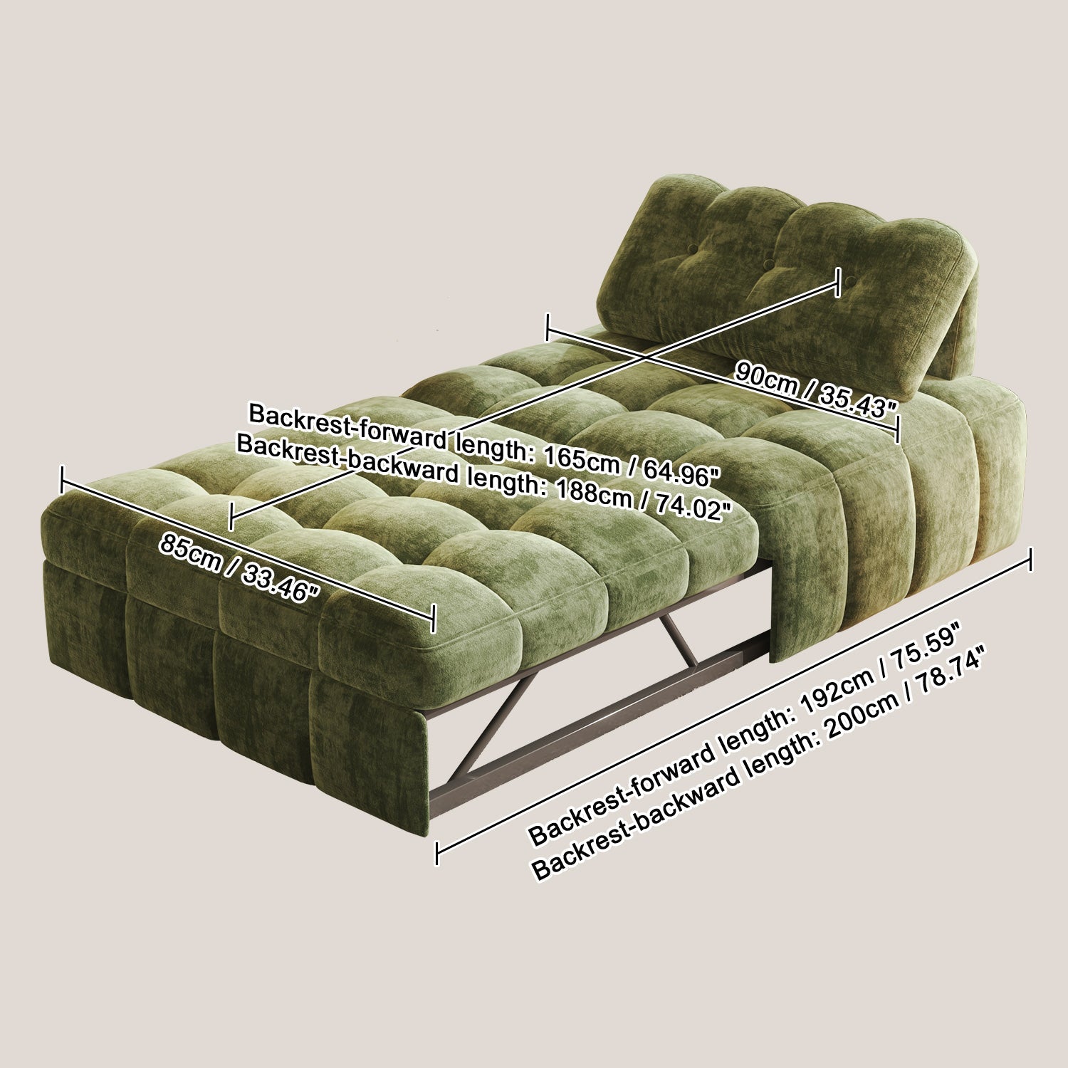 WEHOMZ Modern Chenille Pull-Out Sofa Bed – Forest Green, Creamy White & Ivory Teddy Plush