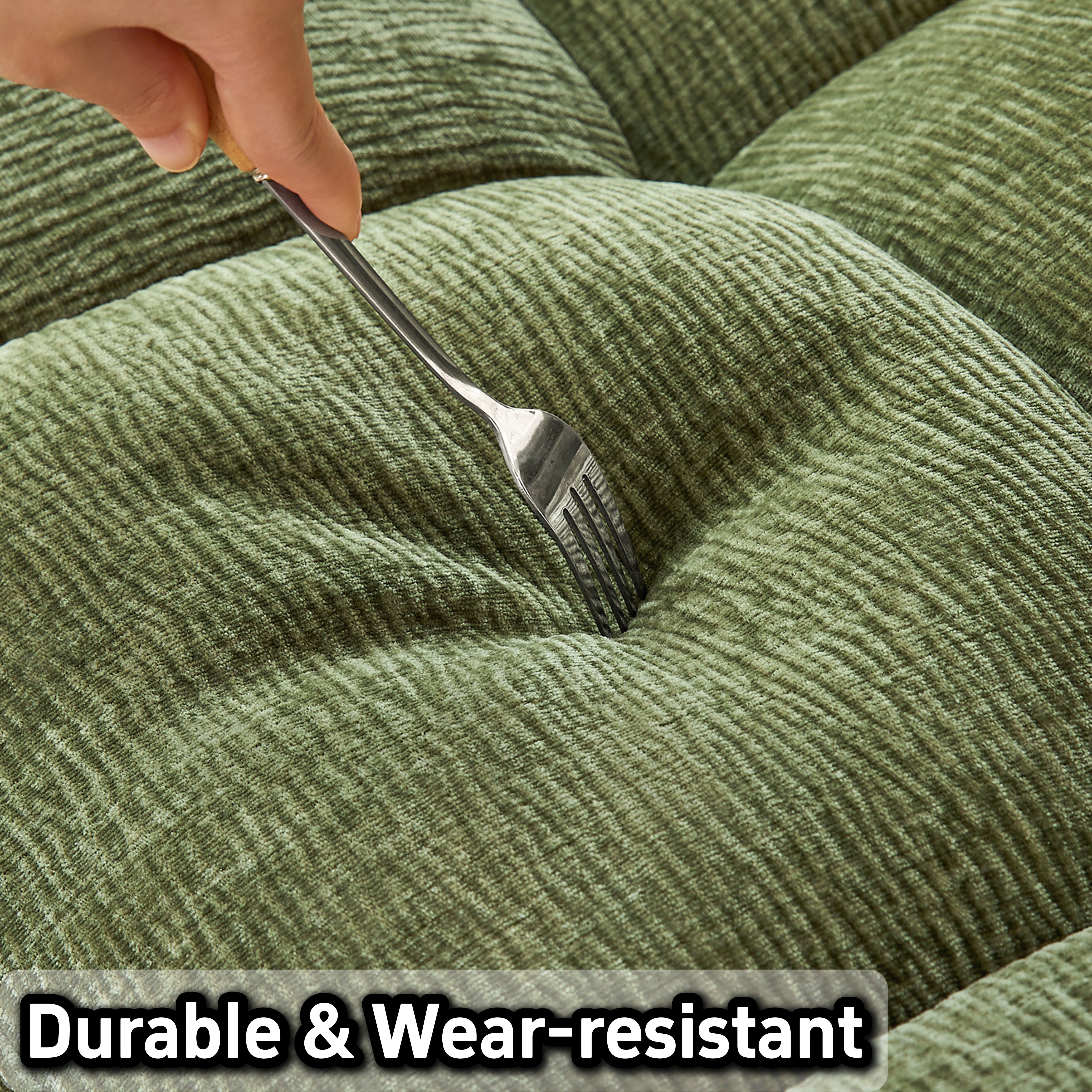 WEHOMZ Modern Chenille Pull-Out Sofa Bed – Forest Green, Creamy White & Ivory Teddy Plush