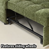 WEHOMZ Modern Chenille Pull-Out Sofa Bed – Forest Green, Creamy White & Ivory Teddy Plush
