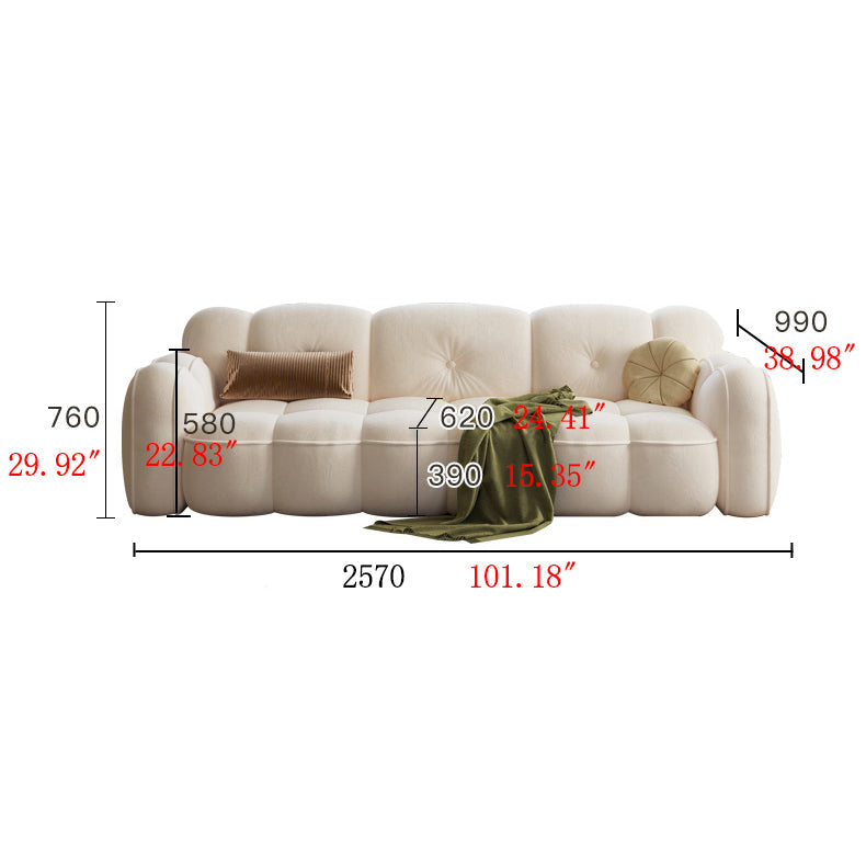 Modern Cloud Style 3-Seater Sofa in White Cat Scratch Resistant Fabric