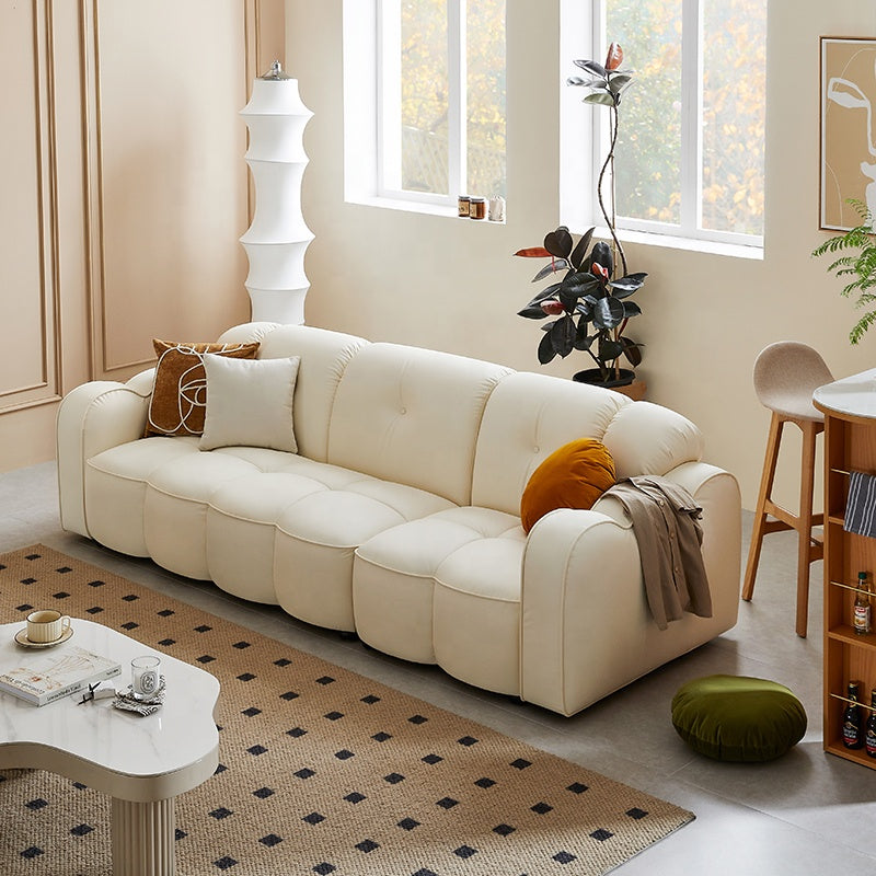 Modern Cloud Style 3-Seater Sofa in White Cat Scratch Resistant Fabric