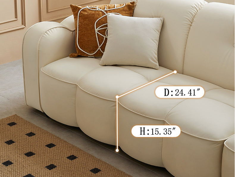 Modern Cloud Style 3-Seater Sofa in White Cat Scratch Resistant Fabric