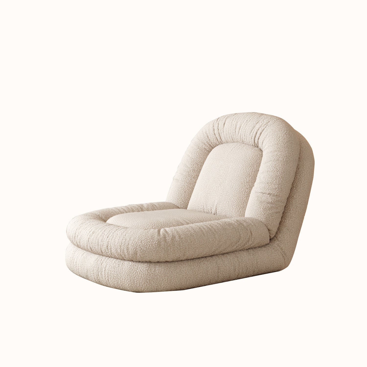 Beige Modern Convertible Sleeper Sofa Bed in Plush Teddy Velvet