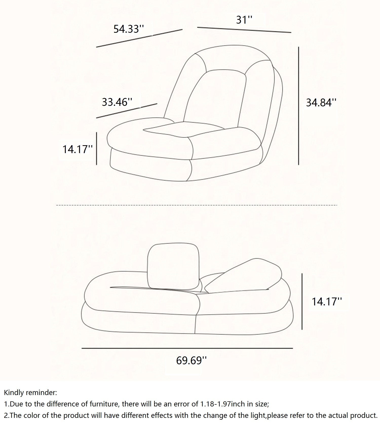 Beige Modern Convertible Sleeper Sofa Bed in Plush Teddy Velvet