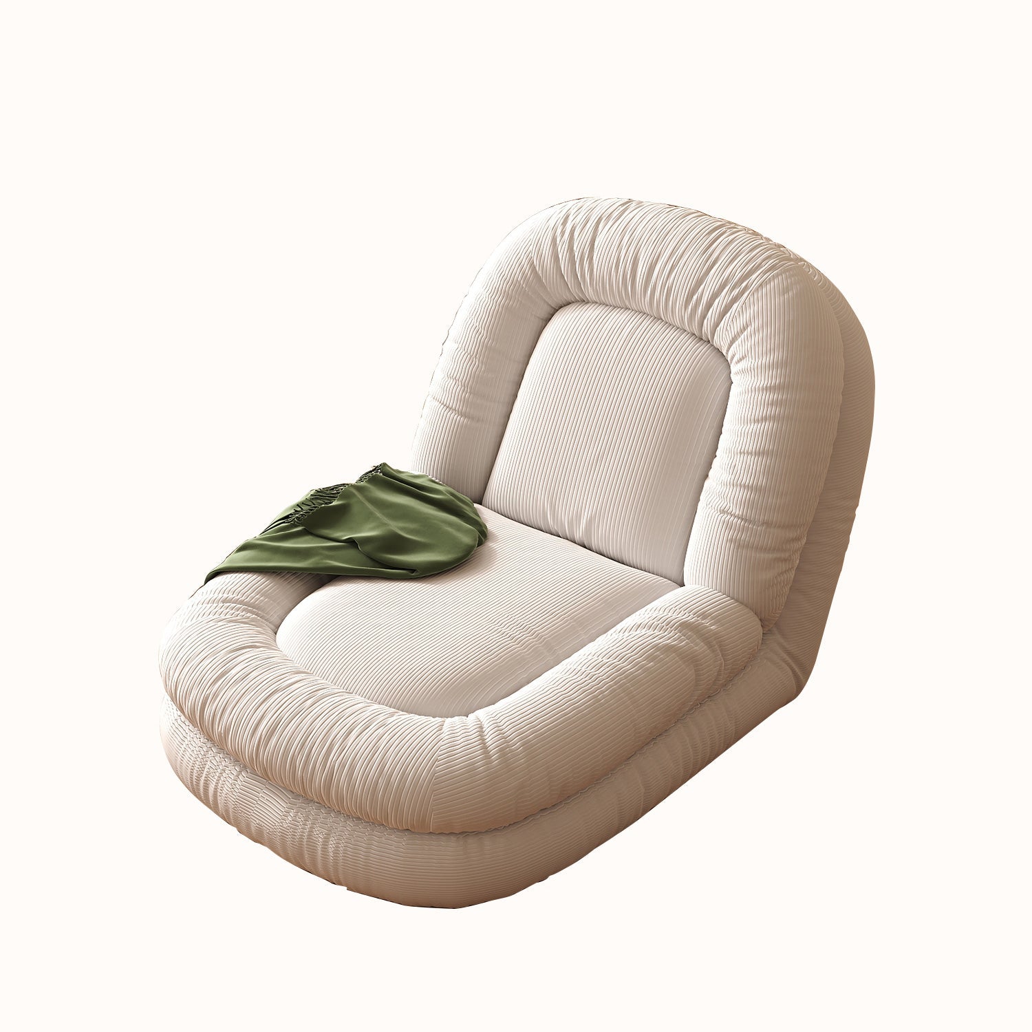Beige Modern Convertible Sleeper Sofa Bed in Plush Teddy Velvet