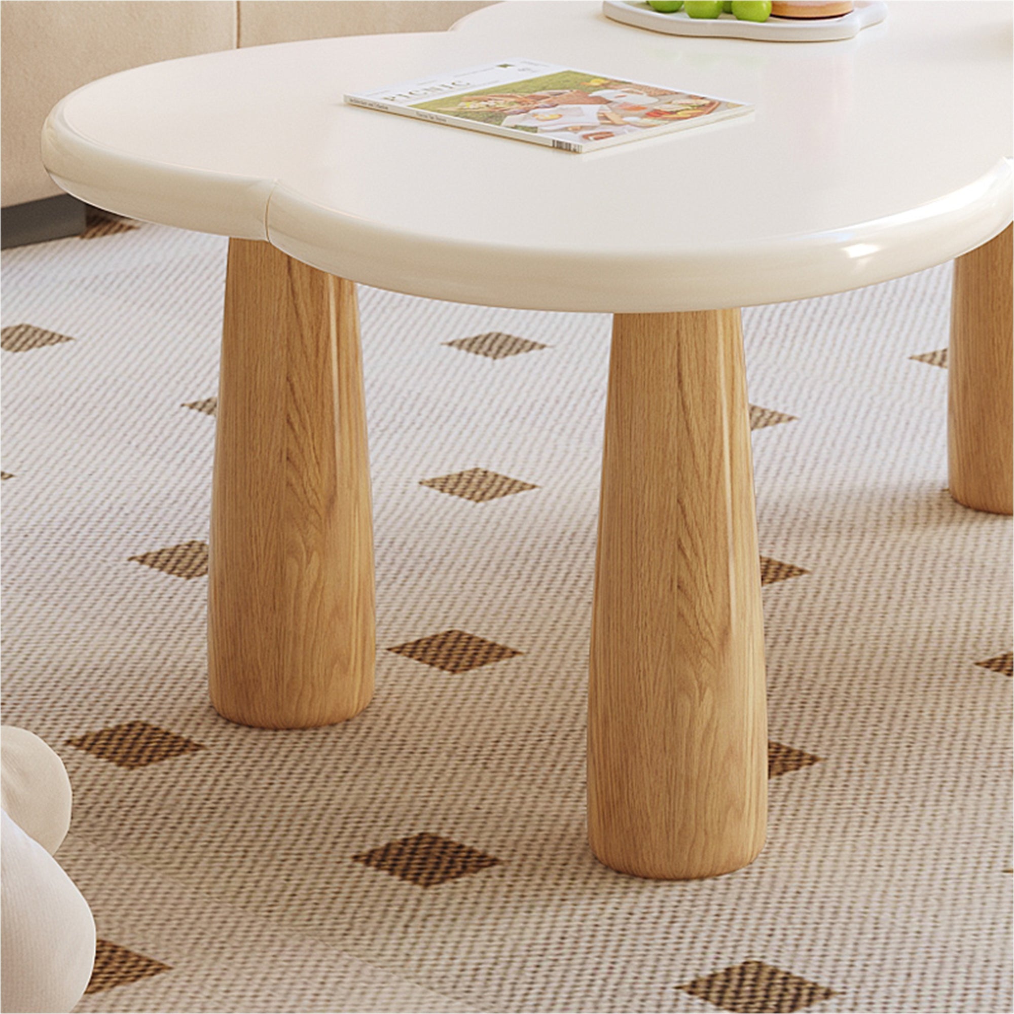 Modern Creative Cloud Coffee Table in Beige - Wood & MDF, Contemporary Style