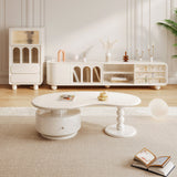 Modern White Coffee Table with Storage - MDF Material, Irregular Shape & Elegant Design