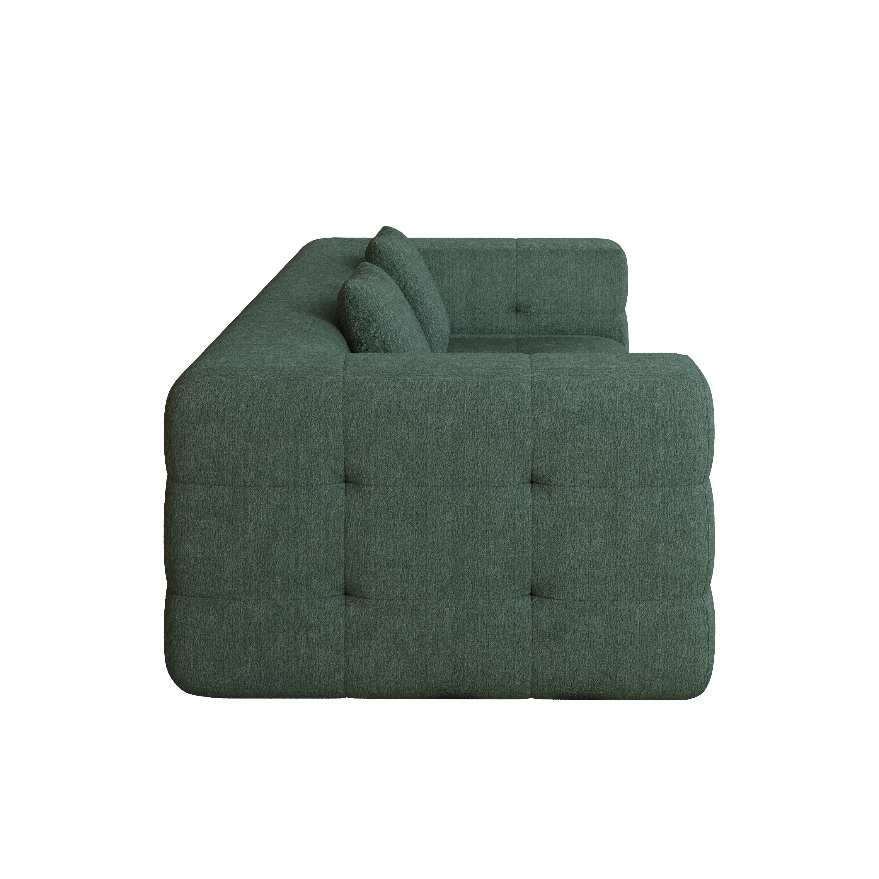 WEHOMZ Contemporary Green Love Seat with Chenille Velvet, Tuxedo Arms & Tufted Detailing