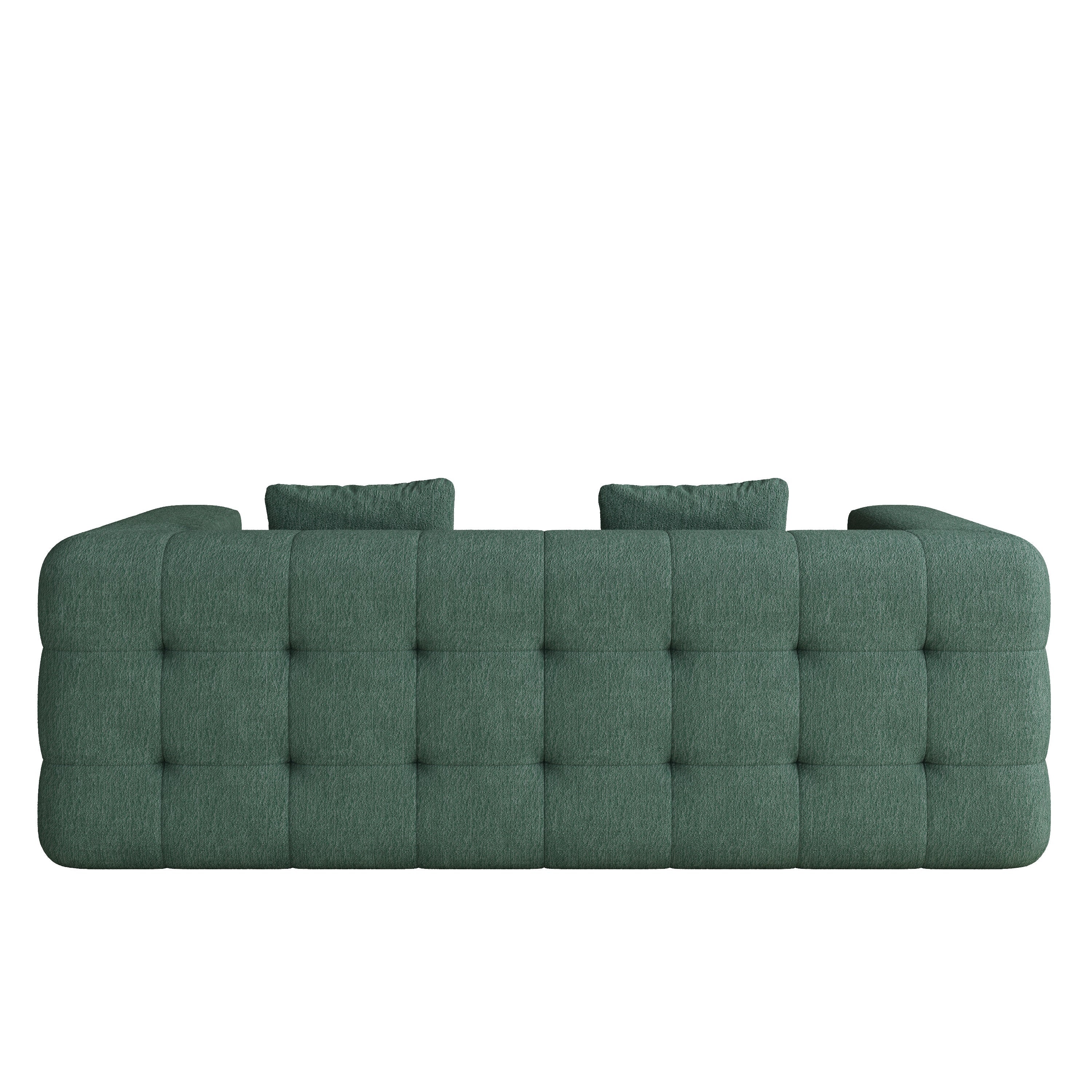 WEHOMZ Contemporary Green Love Seat with Chenille Velvet, Tuxedo Arms & Tufted Detailing