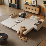Modern Minimalist Folding Sofa Bed with Reversible Armrests, Adjustable Side Table & Eco Leather