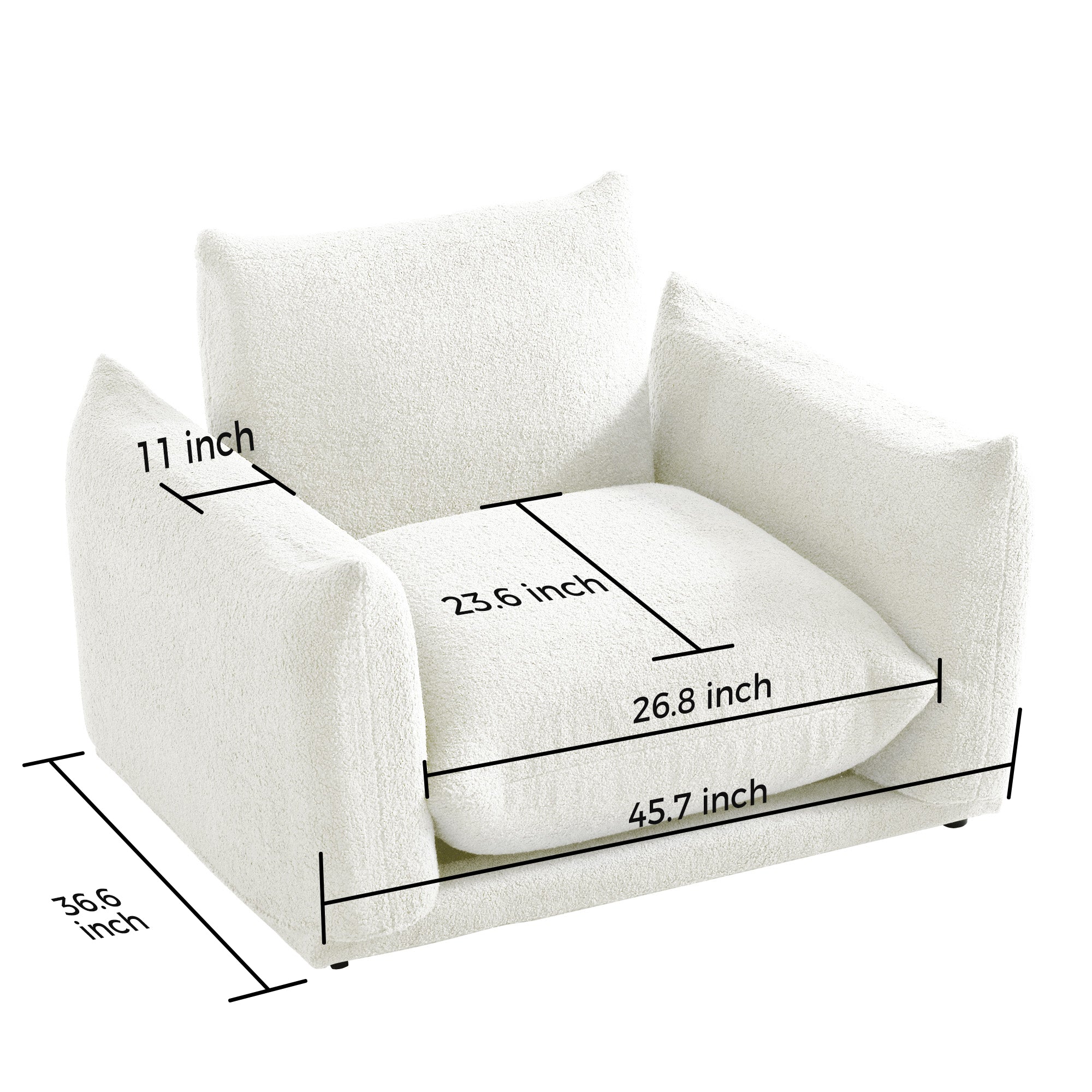 WEHOMZ Cloud Sectional Couch - Modular, Oversized Sofa in Lambswool Fabric, Available in White, Black & Green