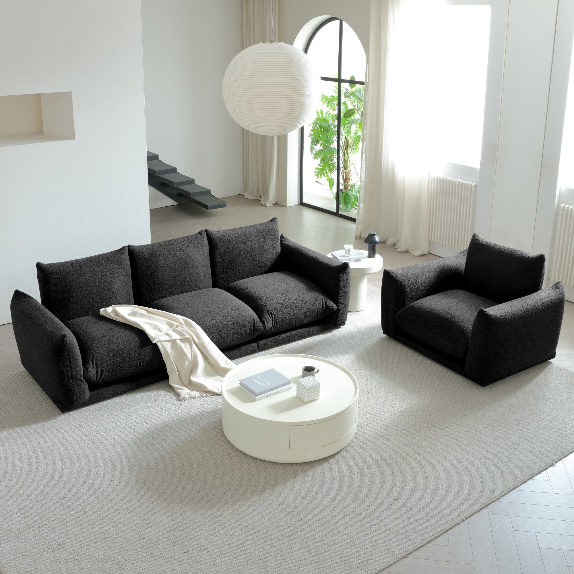 WEHOMZ Cloud Sectional Couch - Modular, Oversized Sofa in Lambswool Fabric, Available in White, Black & Green