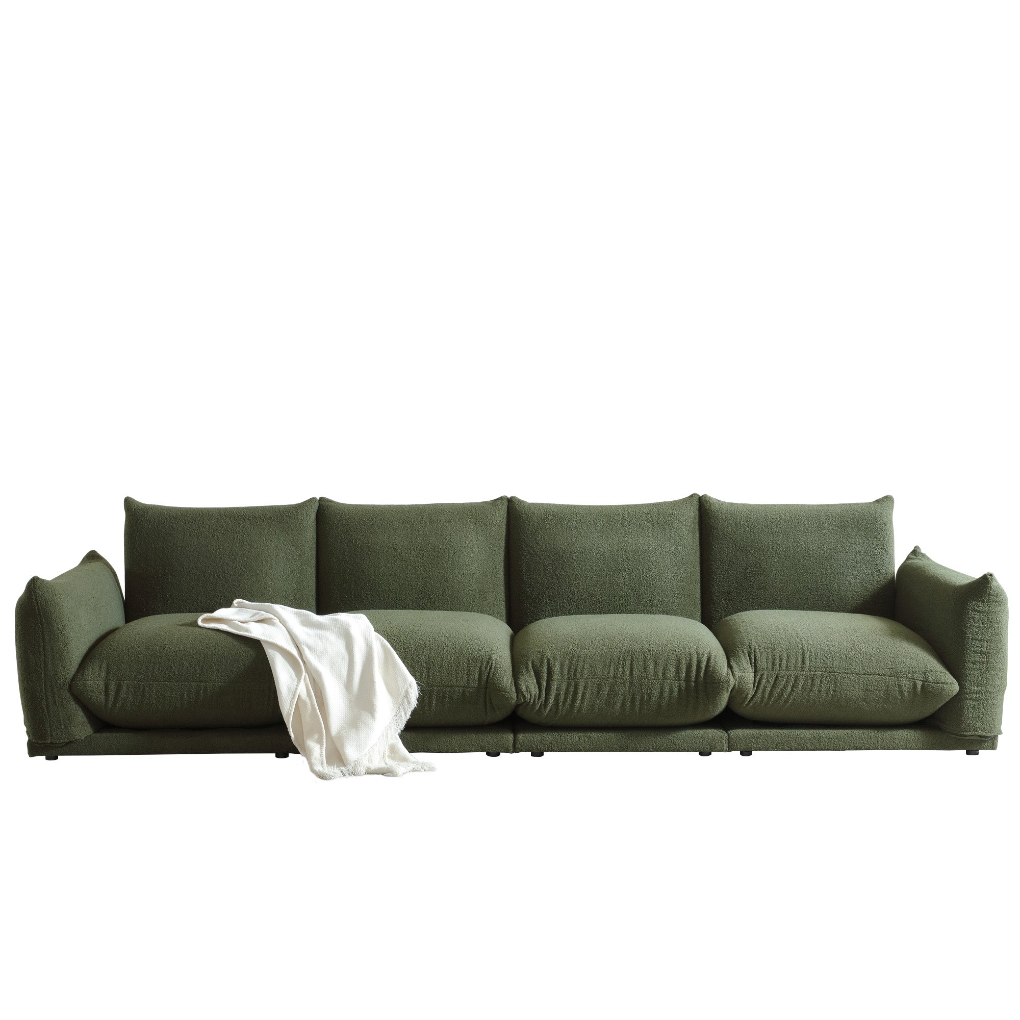 WEHOMZ Cloud Sectional Couch - Modular, Oversized Sofa in Lambswool Fabric, Available in White, Black & Green