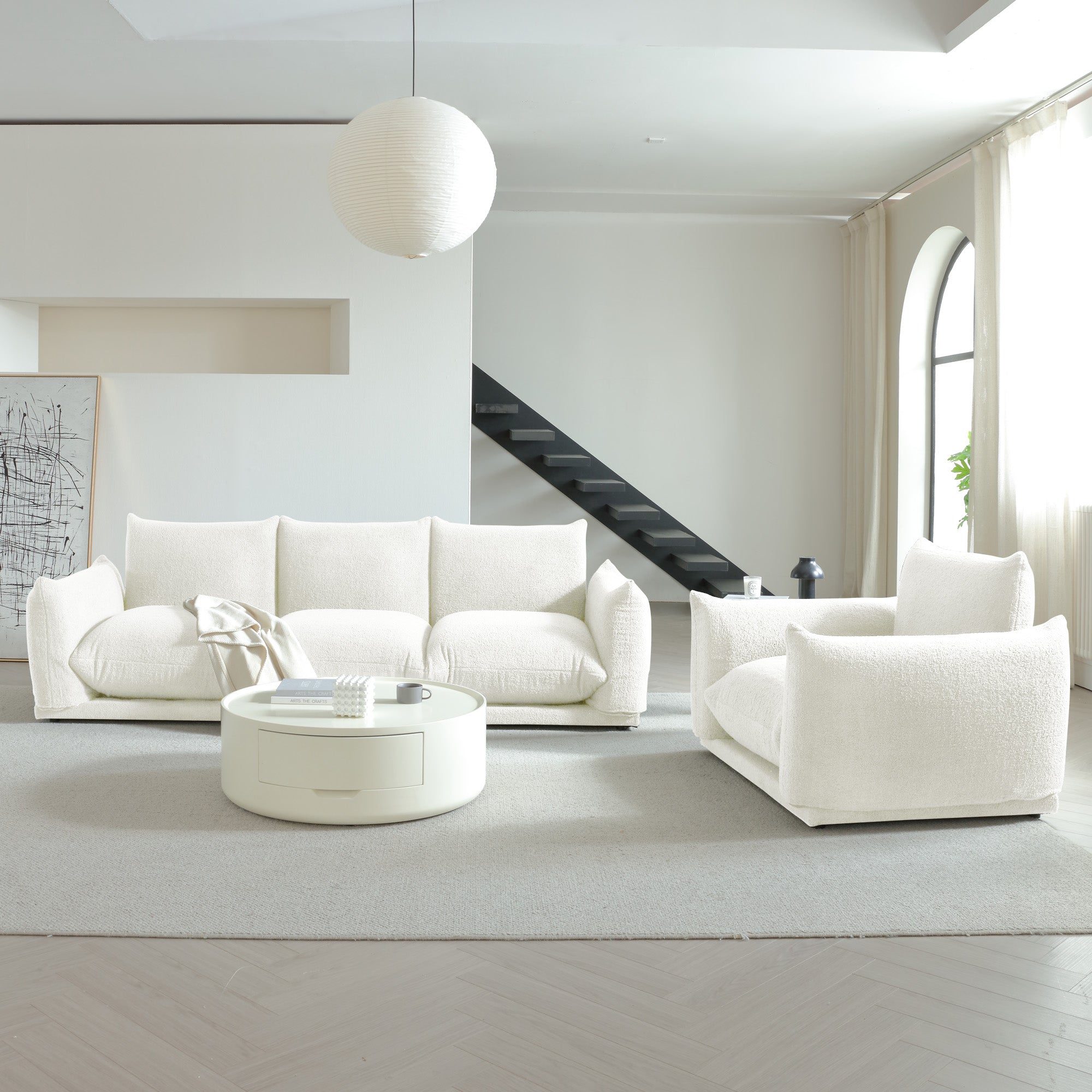 WEHOMZ Cloud Sectional Couch - Modular, Oversized Sofa in Lambswool Fabric, Available in White, Black & Green