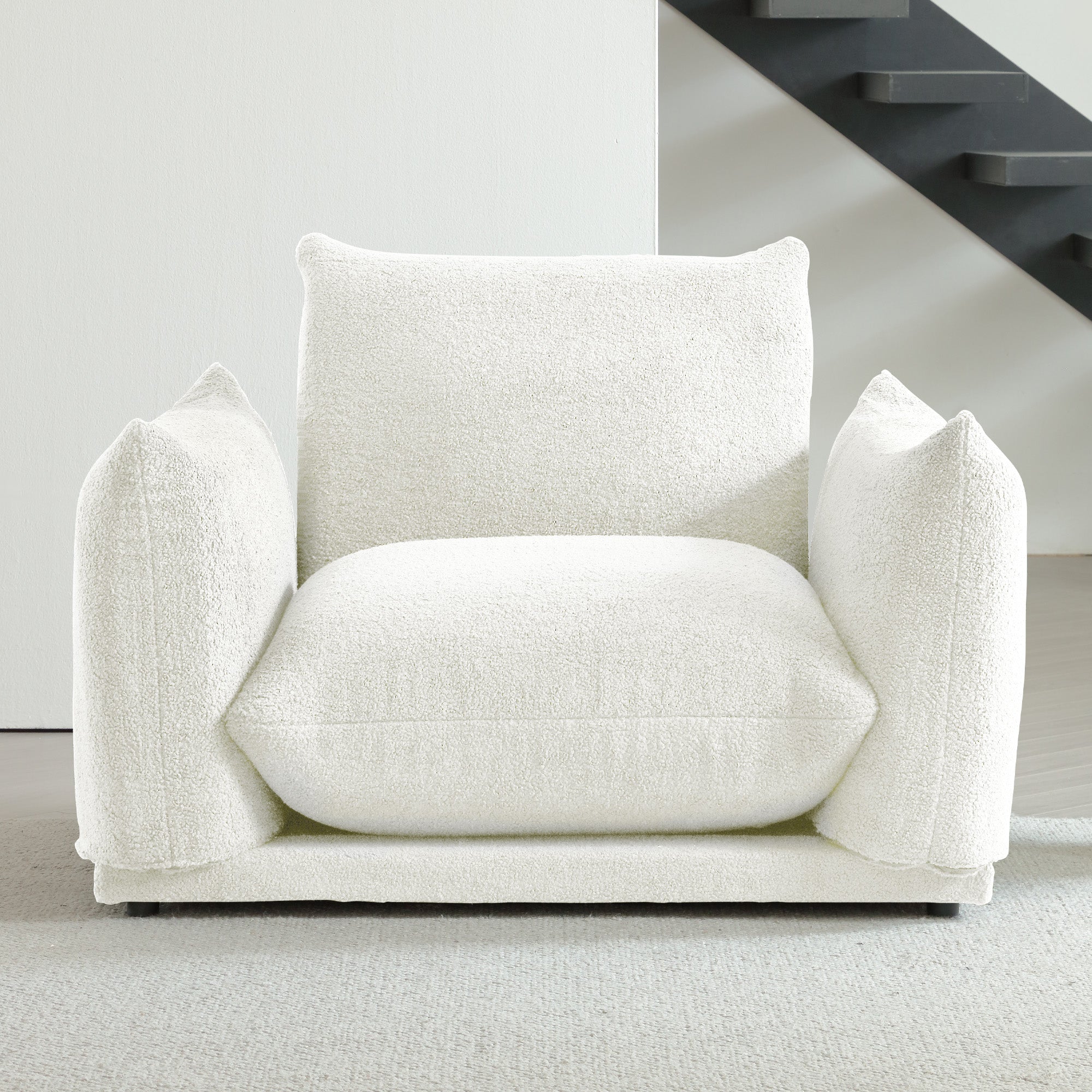 WEHOMZ Cloud Sectional Couch - Modular, Oversized Sofa in Lambswool Fabric, Available in White, Black & Green