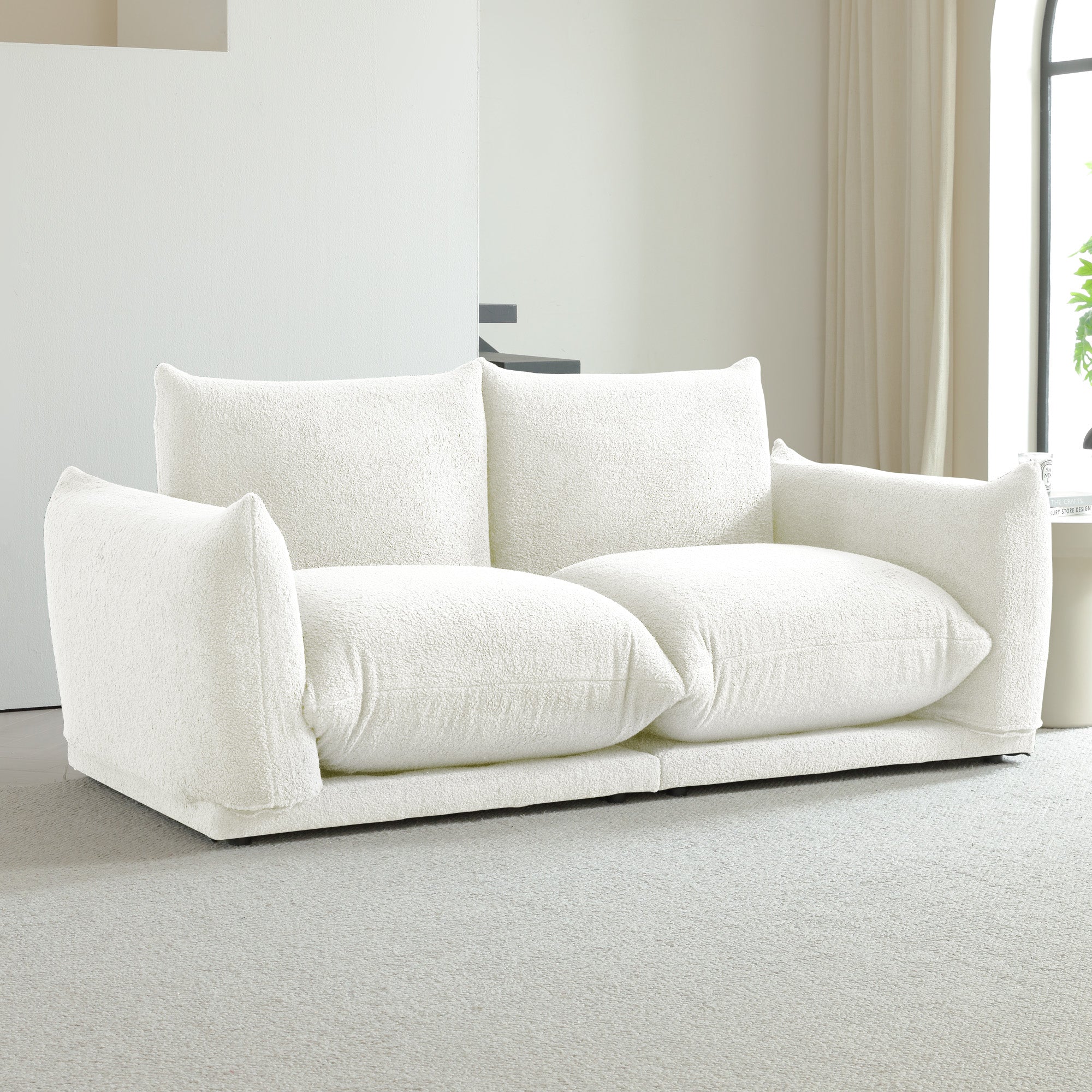 WEHOMZ Cloud Sectional Couch - Modular, Oversized Sofa in Lambswool Fabric, Available in White, Black & Green