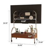 Modern Brown Wooden TV Stand with Storage & Wheels - Mobile Media Console