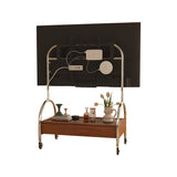 Modern Brown Wooden TV Stand with Storage & Wheels - Mobile Media Console