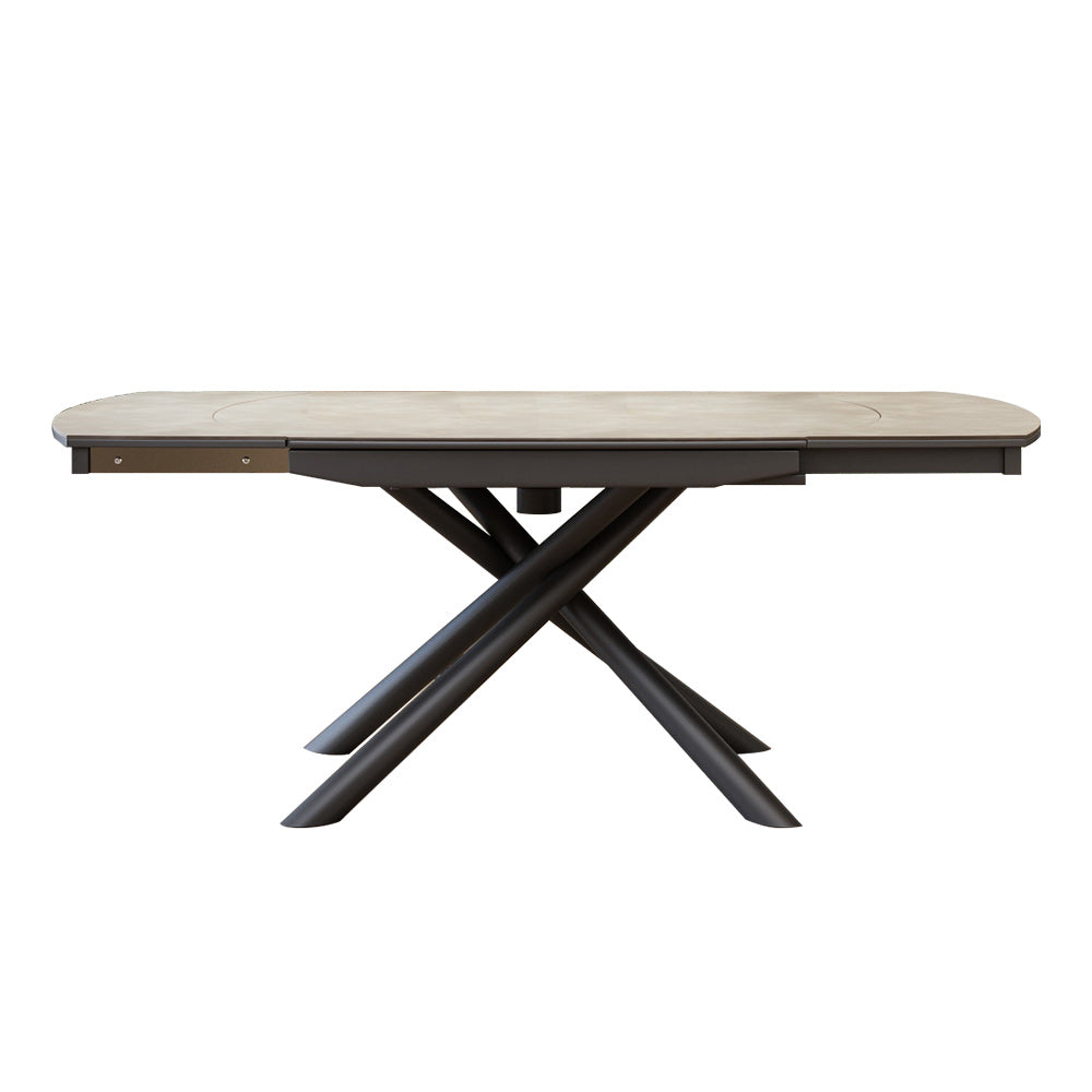 WEHOMZ Modern Extendable Rectangular Dining Table – Sintered Stone Top & Carbon Steel Base