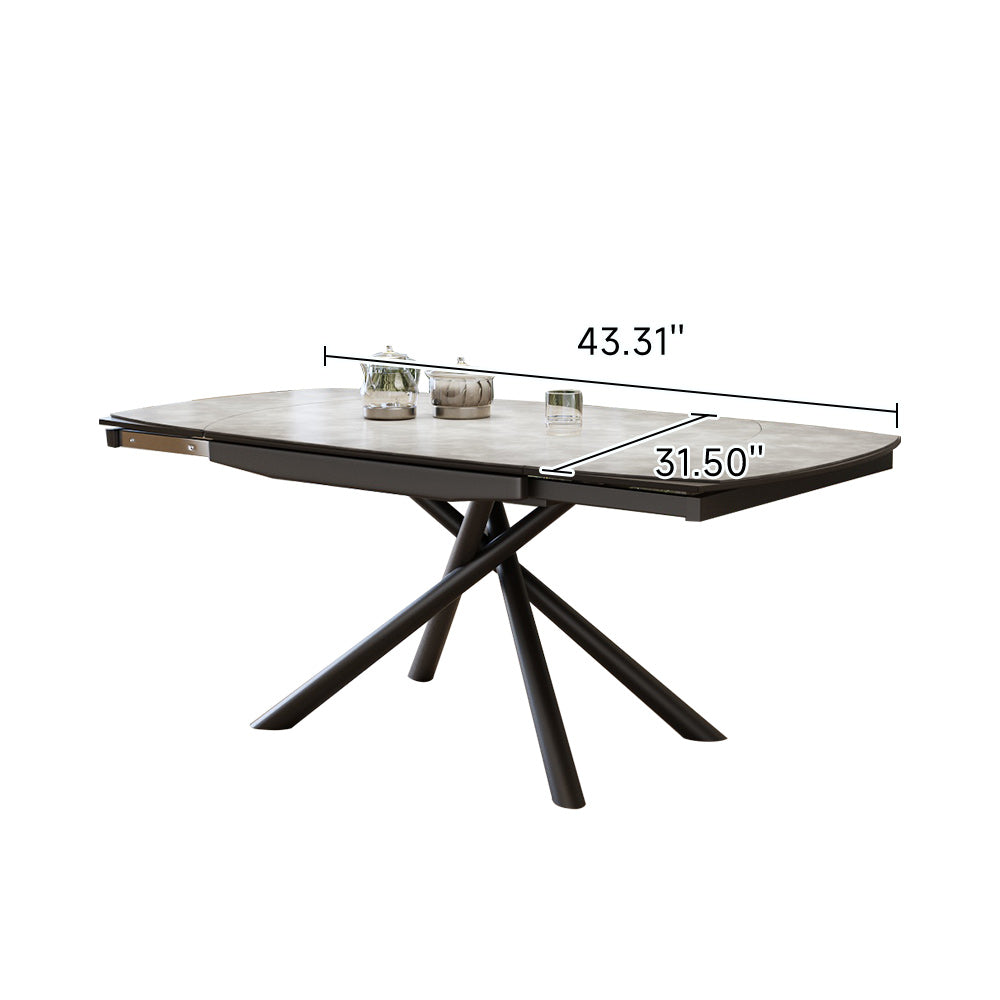 WEHOMZ Modern Extendable Rectangular Dining Table – Sintered Stone Top & Carbon Steel Base