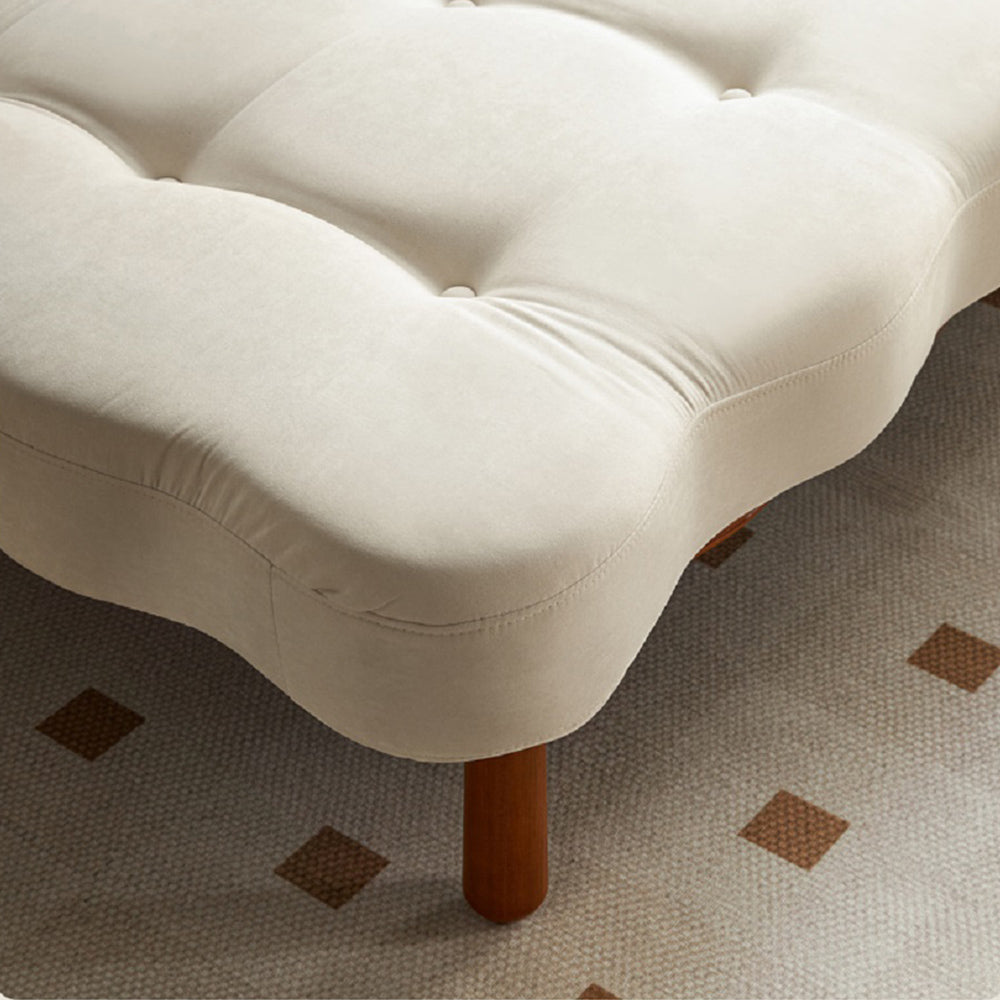 Modern Romantic Beige Velvet Convertible Sleeper Sofa Bed