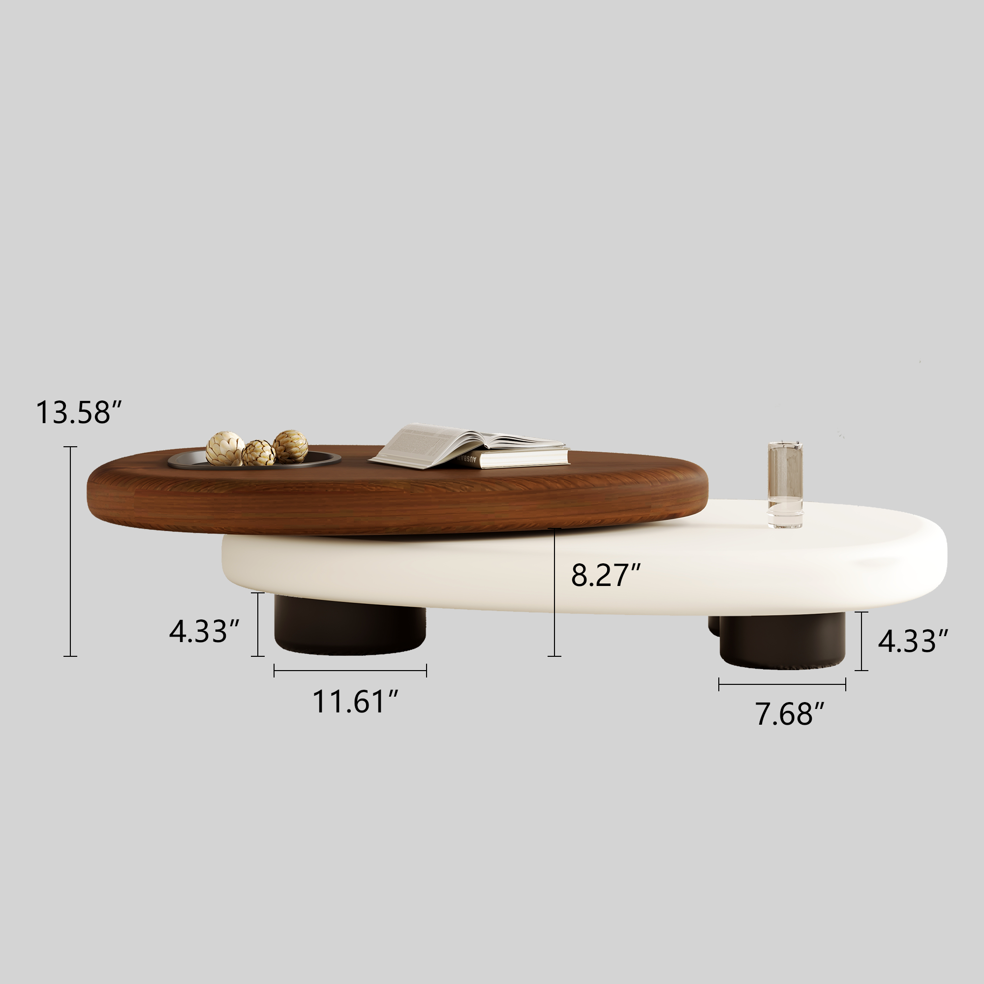 Modern Minimalist Rotatable Coffee Table with Built-in Tea Tray & MDF Material
