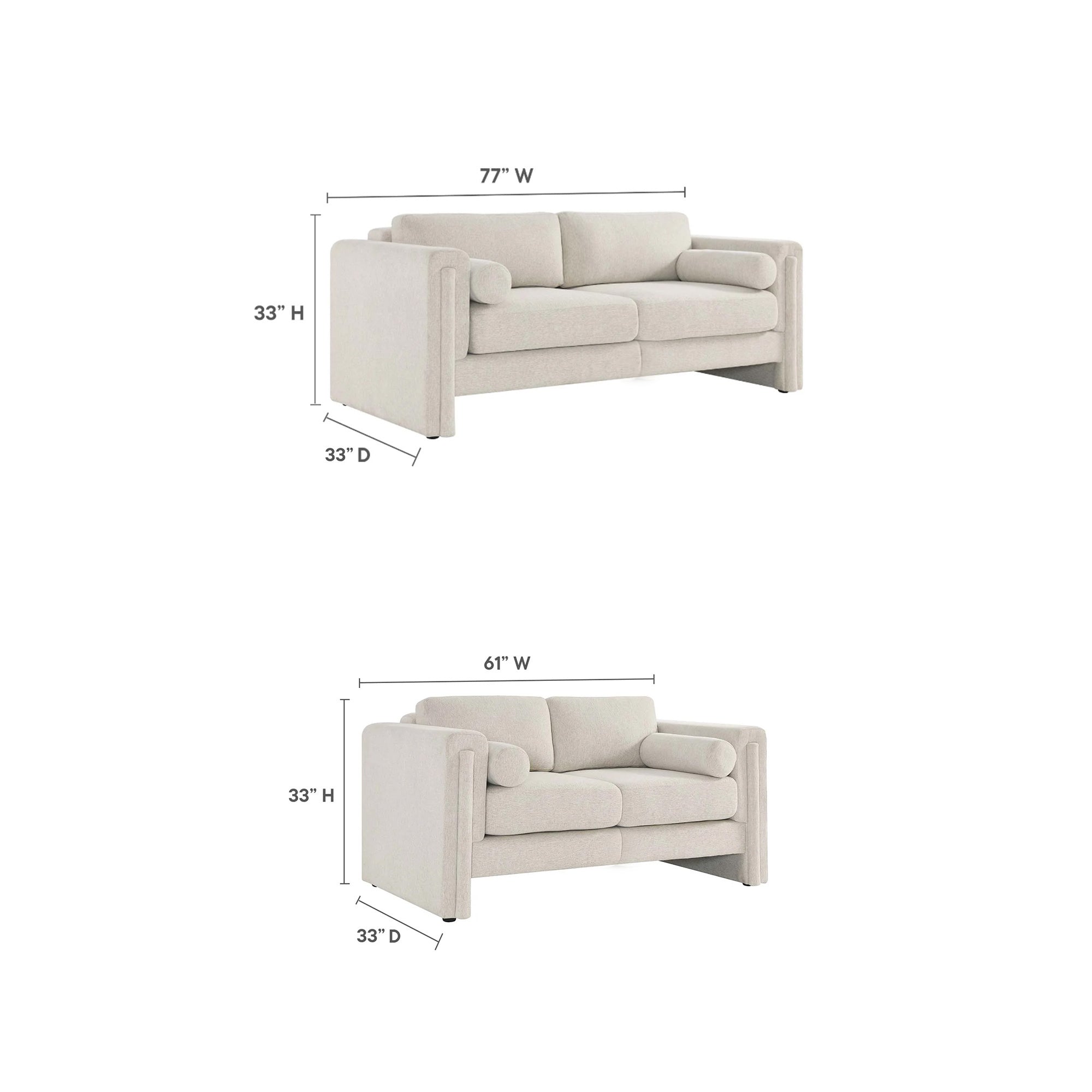 Modern Modular Sectional Sofa in Teddy Velvet or Cotton & Linen