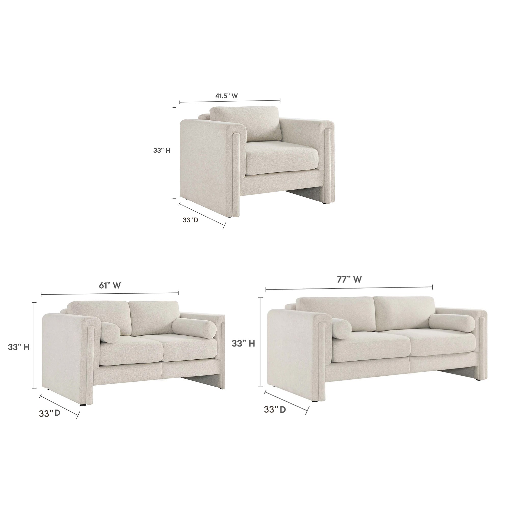 Modern Modular Sectional Sofa in Teddy Velvet or Cotton & Linen