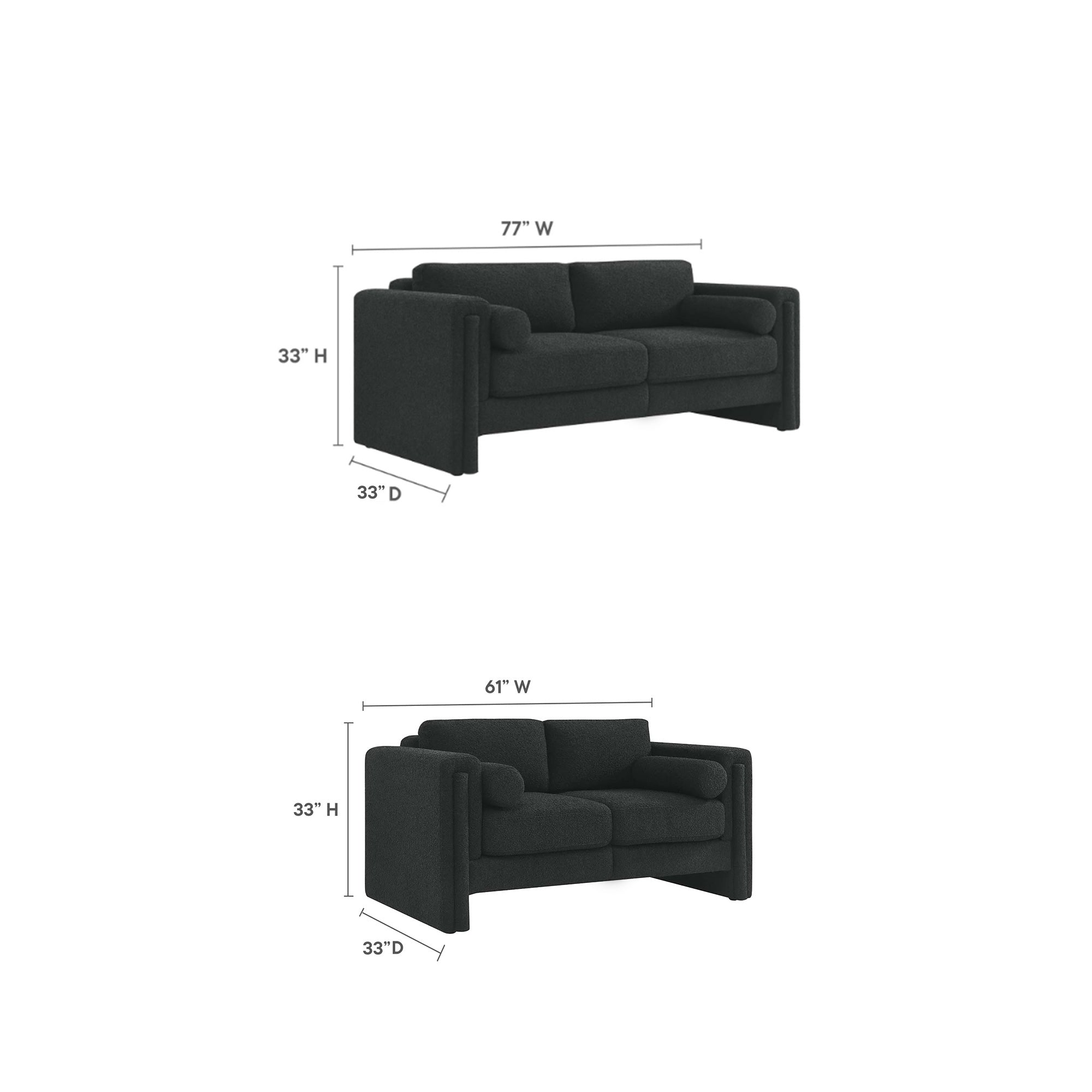 Modern Modular Sectional Sofa in Teddy Velvet or Cotton & Linen