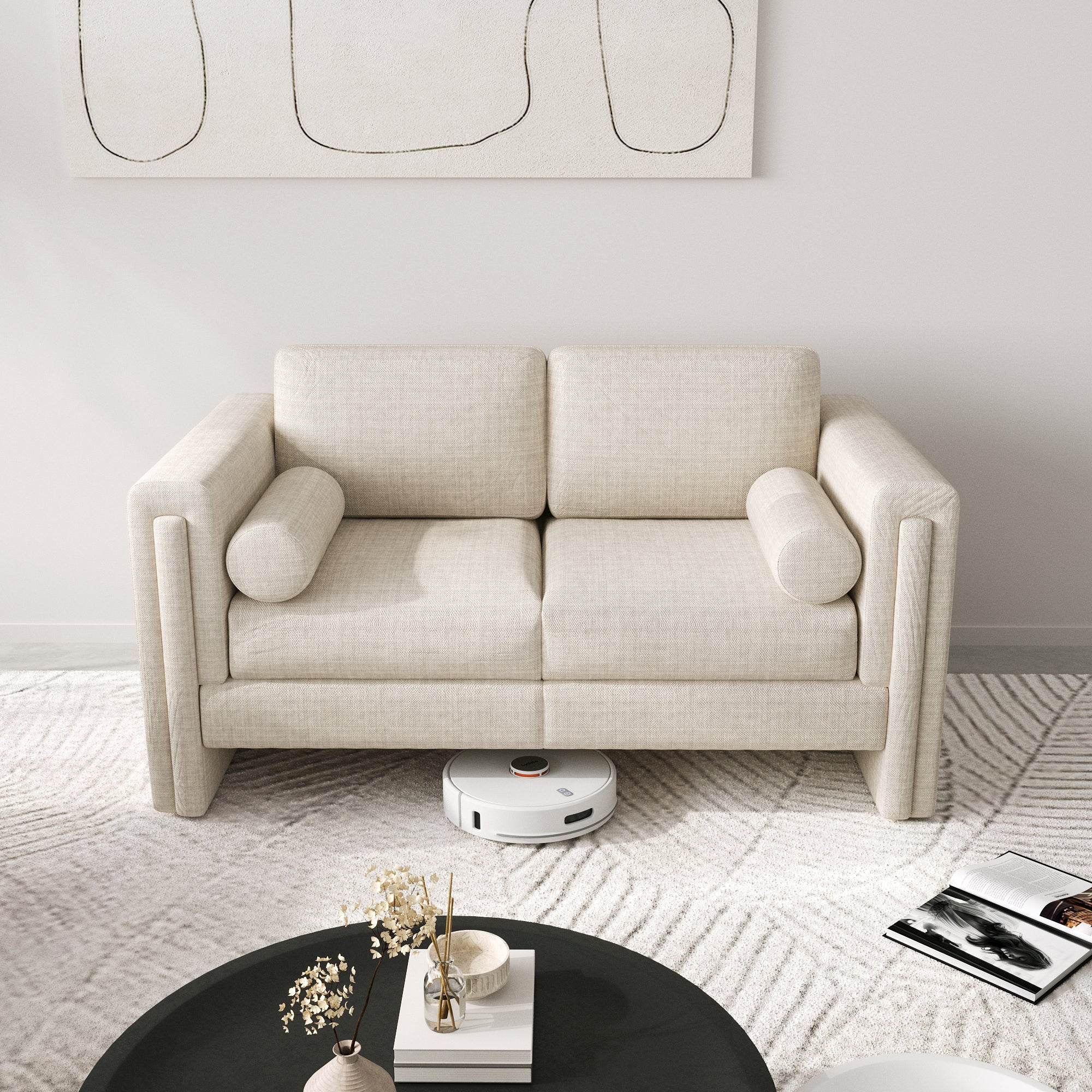 Modern Modular Sectional Sofa in Teddy Velvet or Cotton & Linen