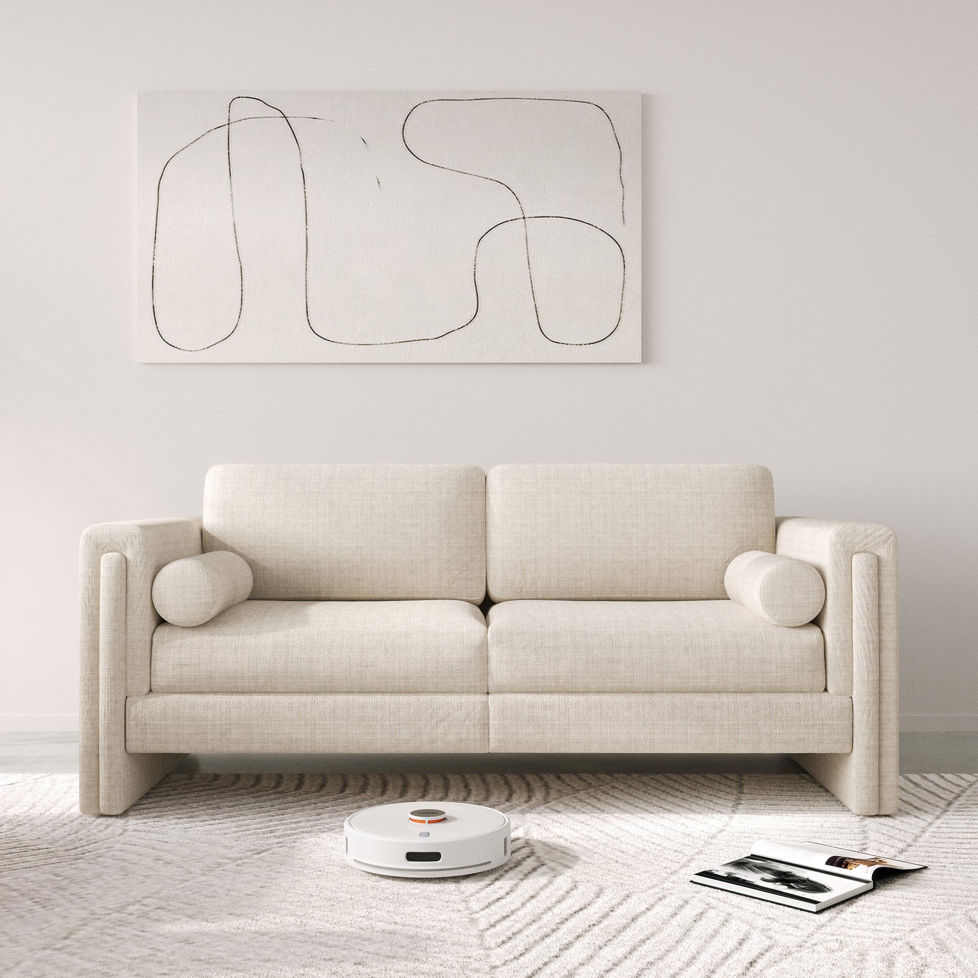 Modern Modular Sectional Sofa in Teddy Velvet or Cotton & Linen