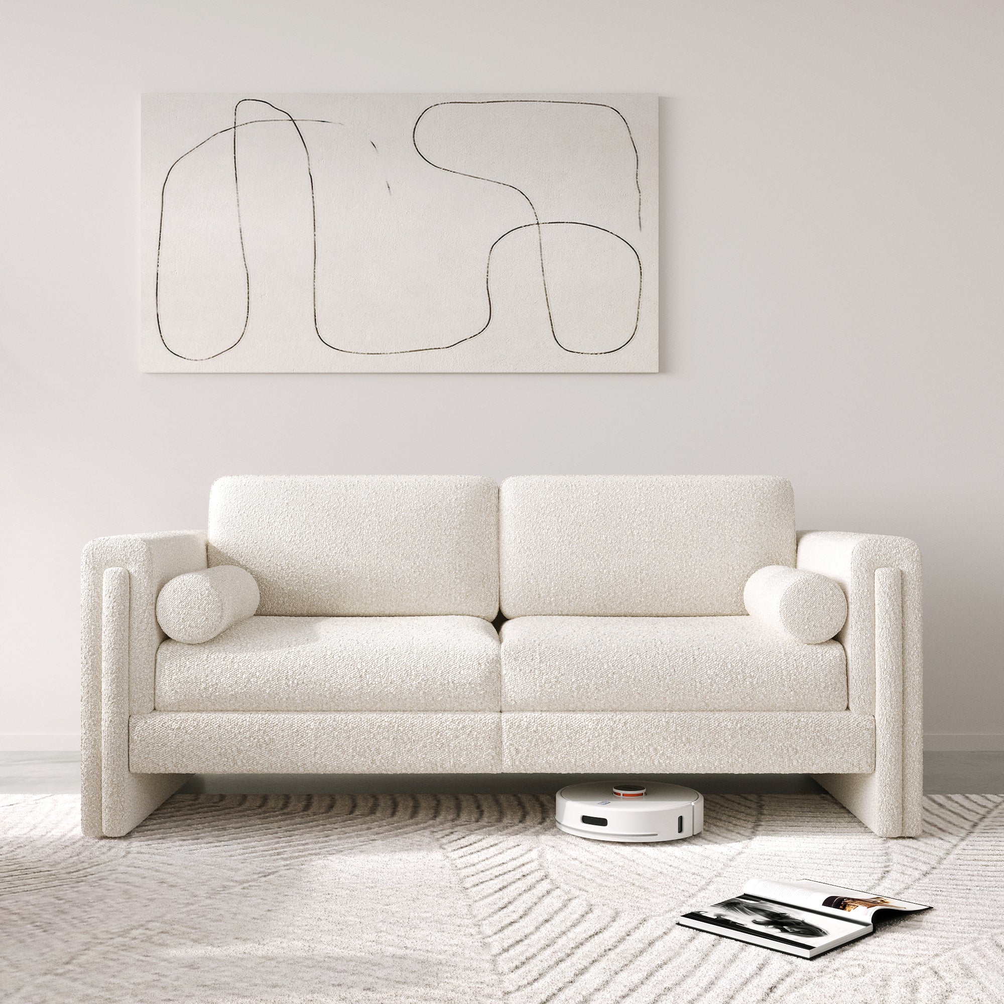 Modern Modular Sectional Sofa in Teddy Velvet or Cotton & Linen