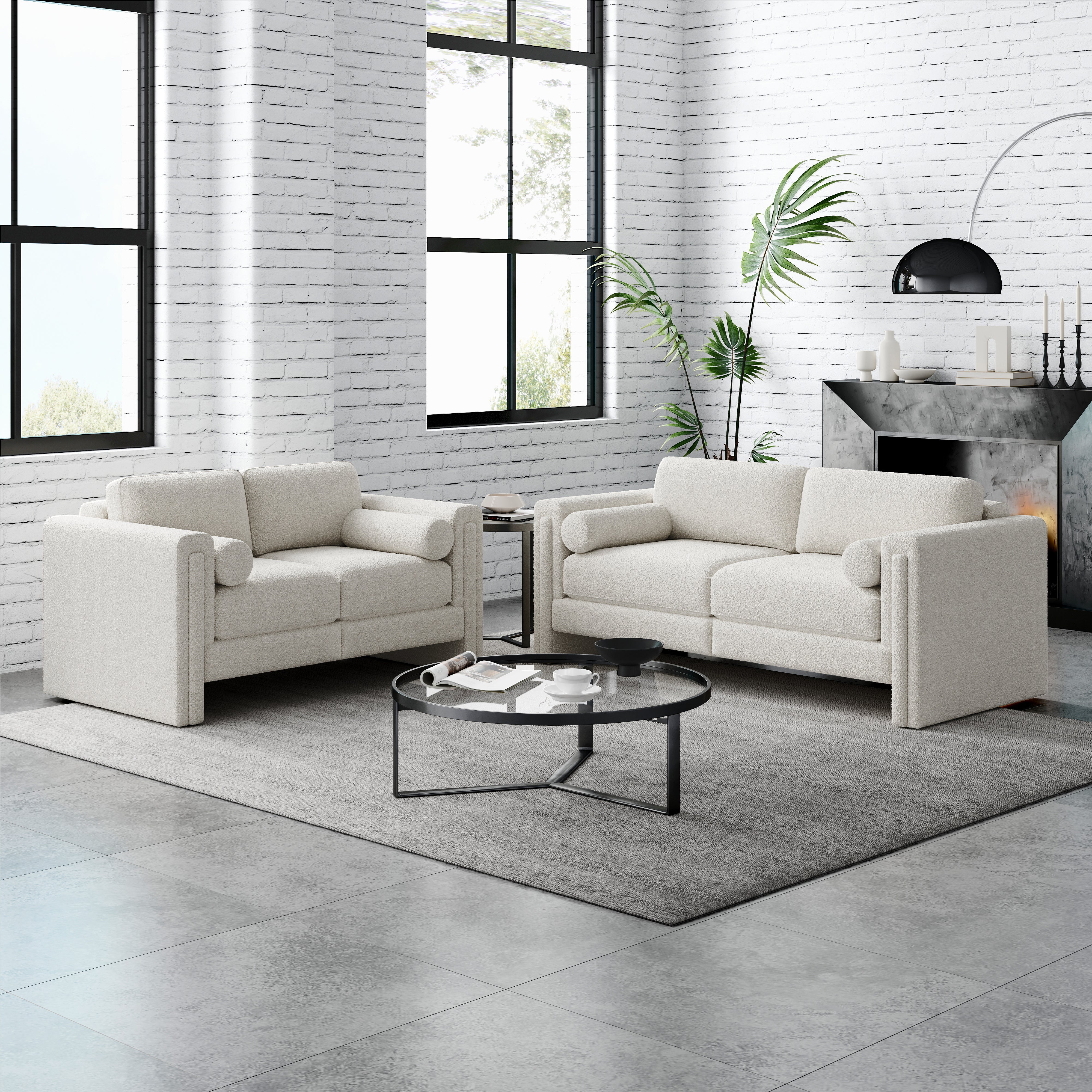 Modern Modular Sectional Sofa in Teddy Velvet or Cotton & Linen